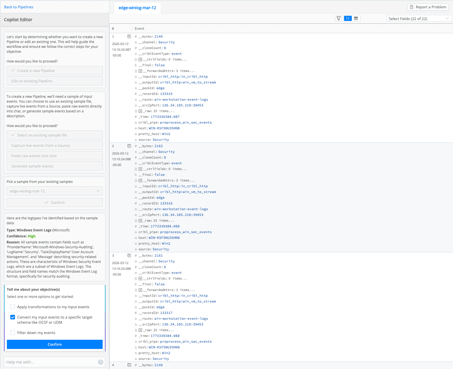 The easy button — Get Cribl Edge Windows Events into Elastic - inline image 6