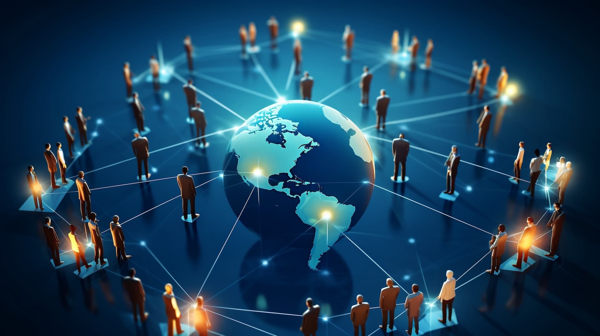 Global business structure of networking. Analysis and data exchange customer connection, HR recruitment and global outsourcing, Customer service, Teamwork, Strategy, Generative Ai