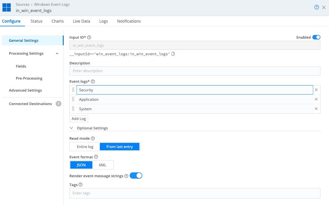 The easy button — Get Cribl Edge Windows Events into Elastic - inline image 2