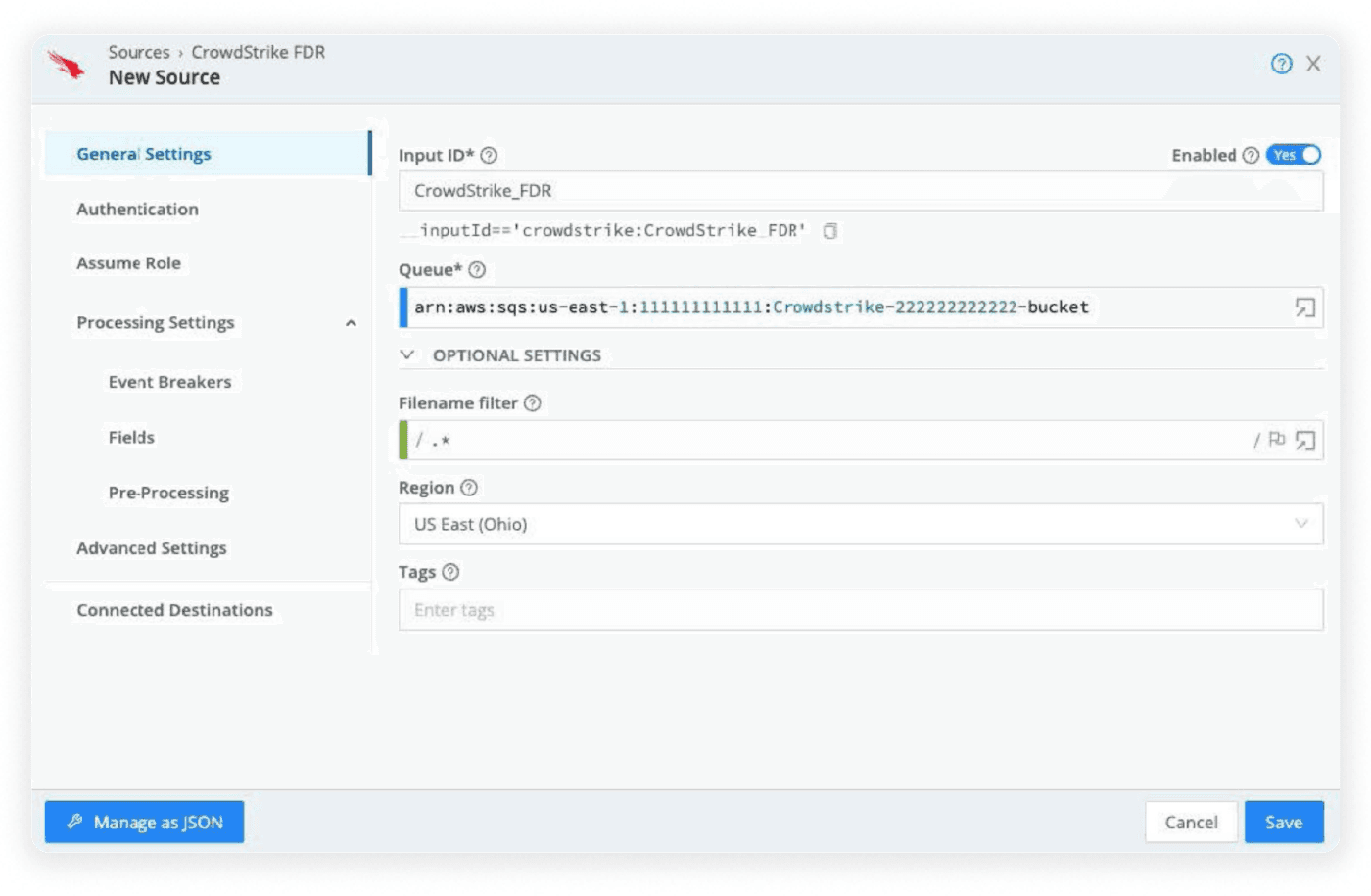 Cribl Stream and CrowdStrike FDR Integration - Figure 3