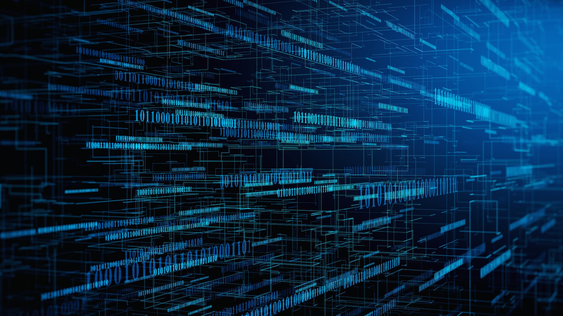 Computer code concept – digital binare code background. 3d illustration