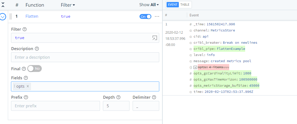 How to flatten nested events | Cribl